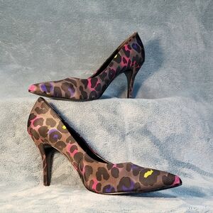 NEON ✨️ Nine West ✨️ Grey Cheetah 🐆 Print Heels 👠 Sz 8.5